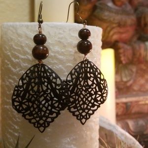 Black metal earrings